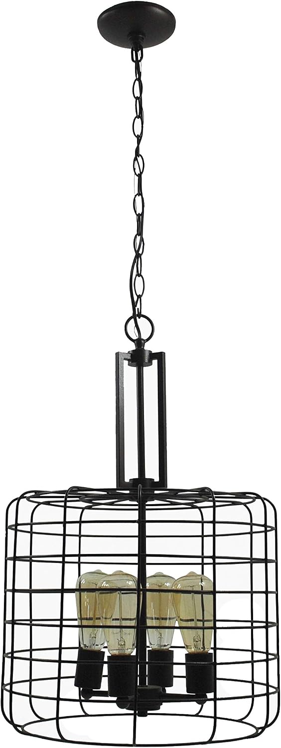 Coffee Bronze Wire Cage 4-Light Ajax Chandelier