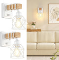 2 Pack Farmhouse Wood Arm White Dimmable Wall Sconces