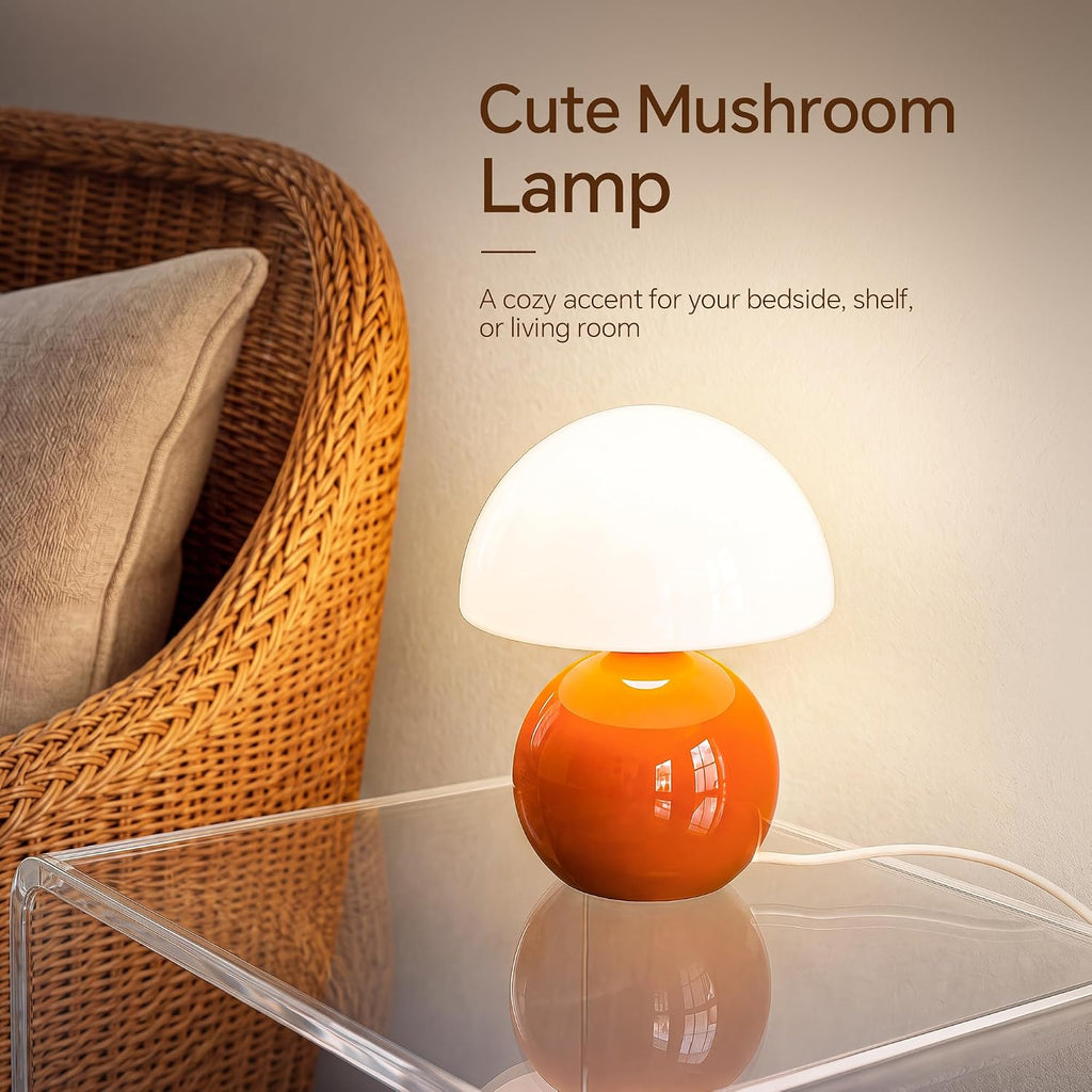 Orange Mini Mushroom Mid Century Table Lamp