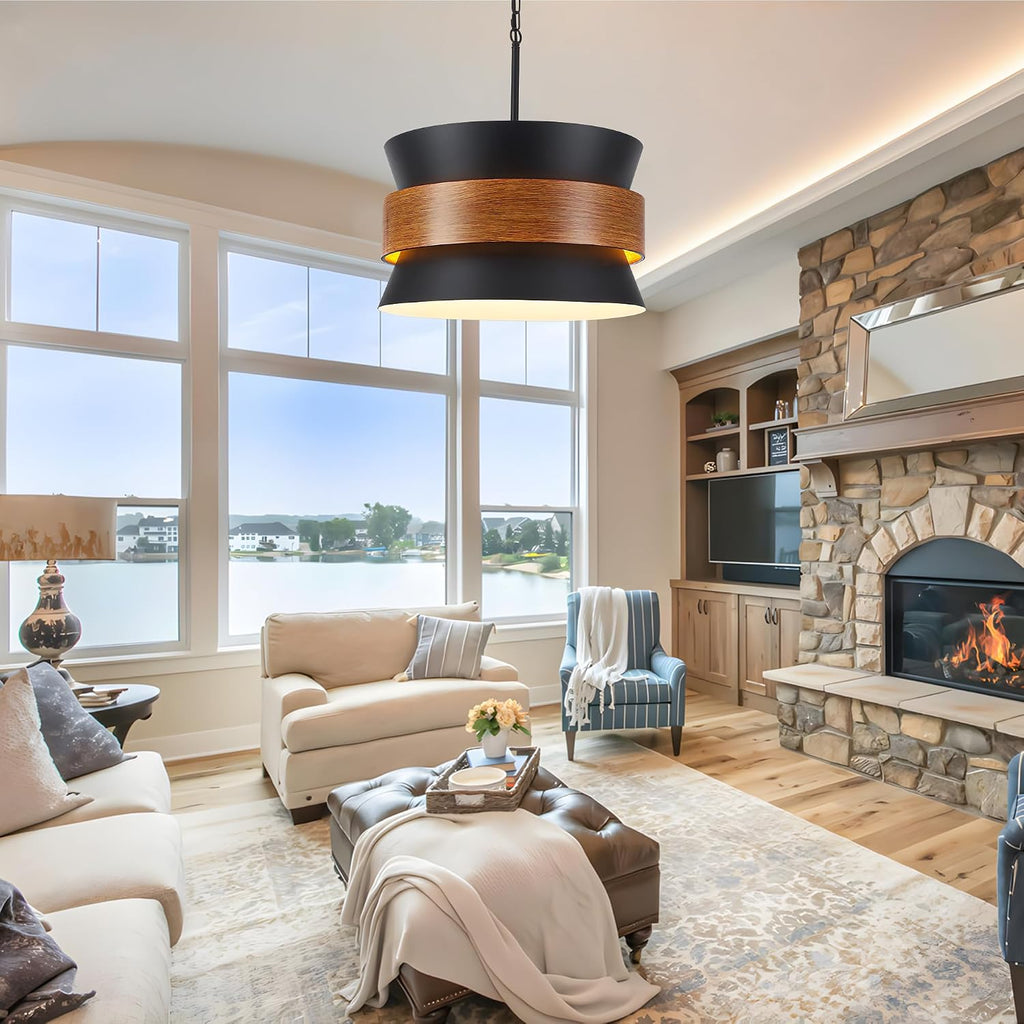 Black Farmhouse 5-Light Round Chandelier