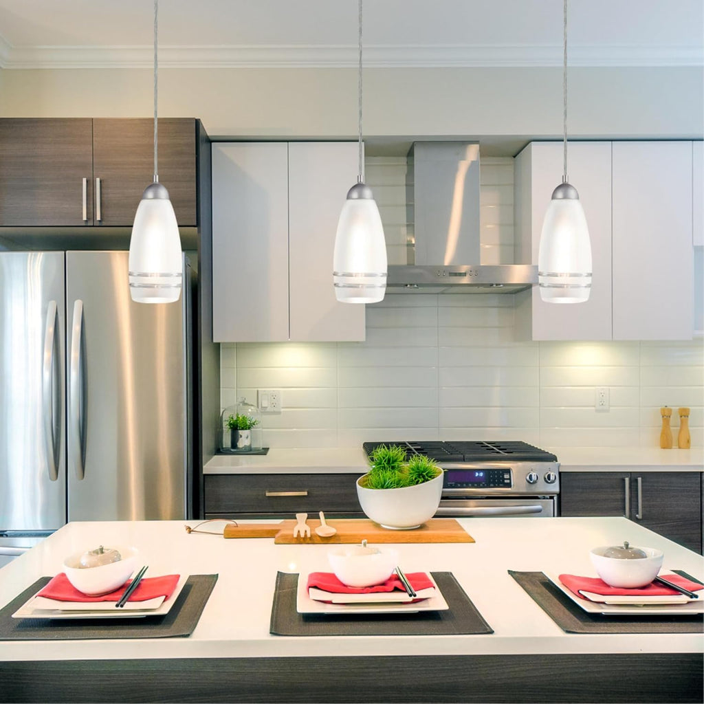 Brushed Nickel Frosted Glass Mini Pendant