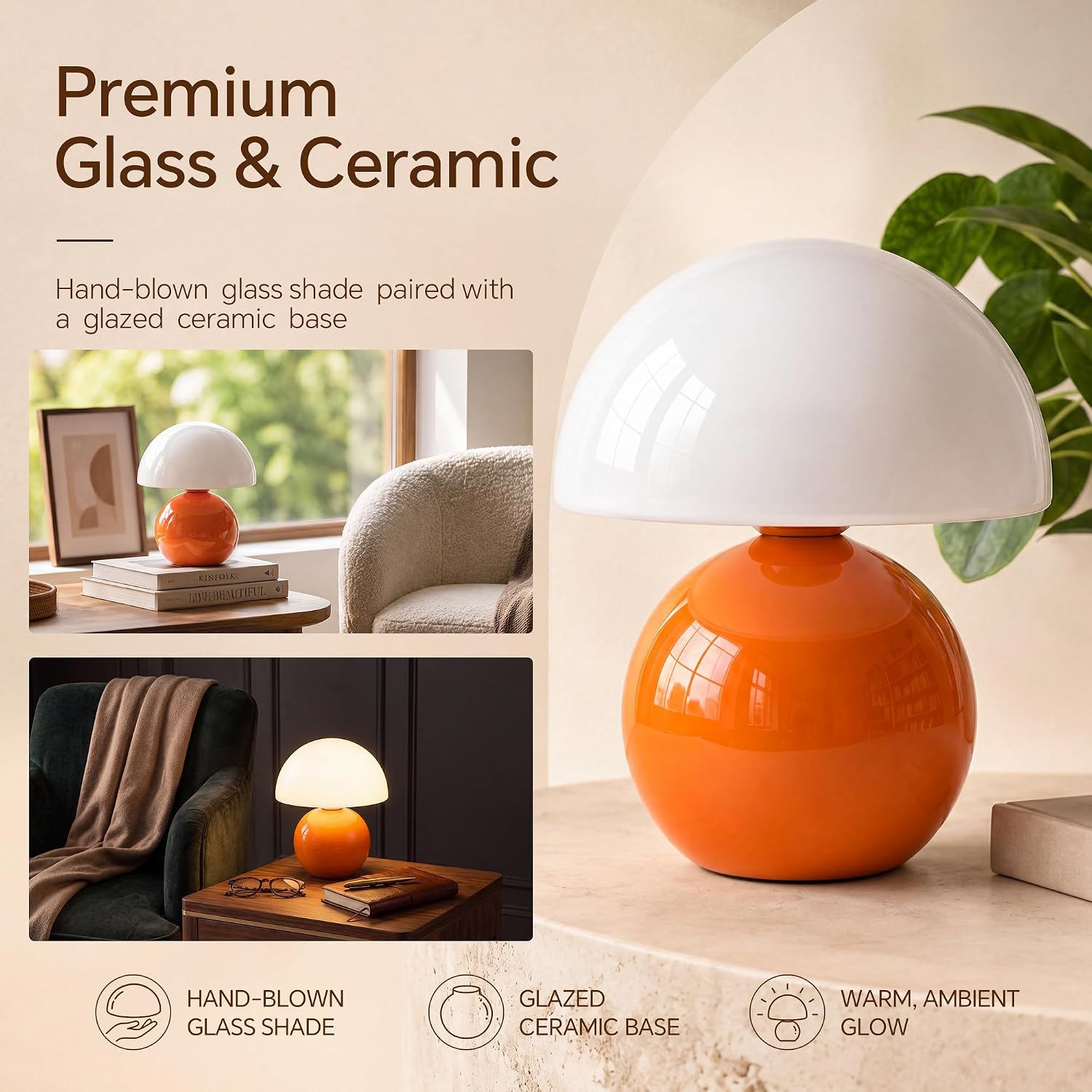 Orange Mini Mushroom Mid Century Table Lamp