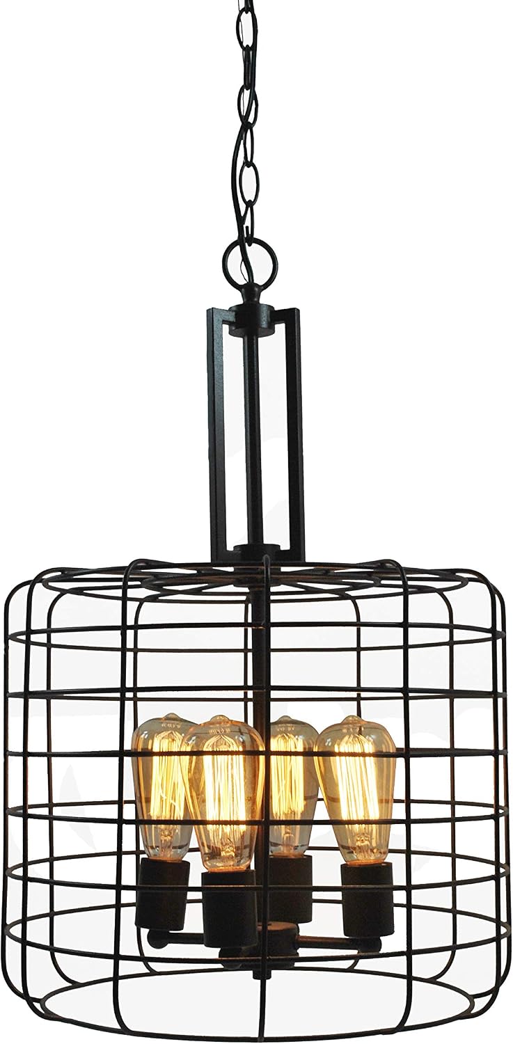Coffee Bronze Wire Cage 4-Light Ajax Chandelier