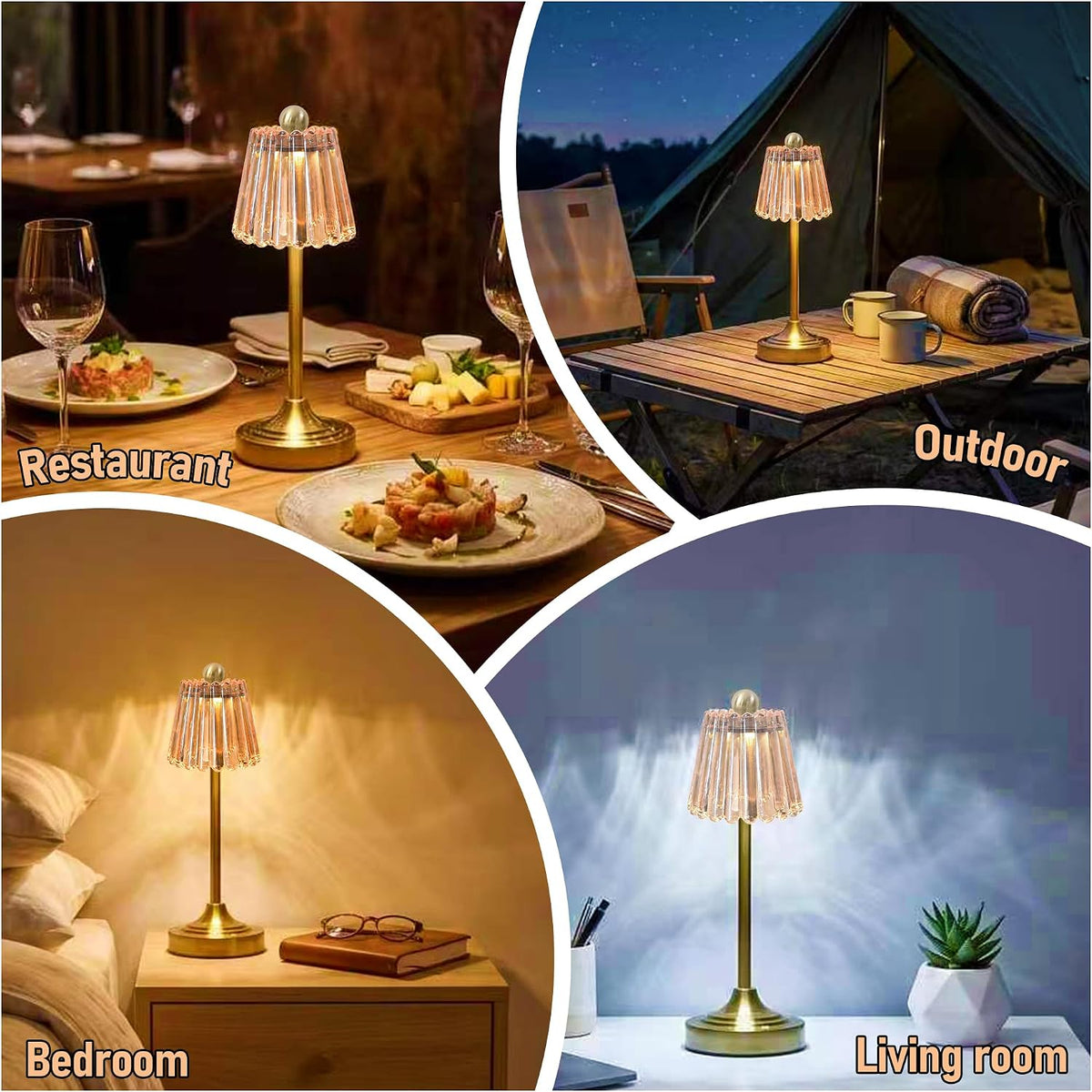 Green Glass Shade Cordless Touch Dimmable Table Lamp