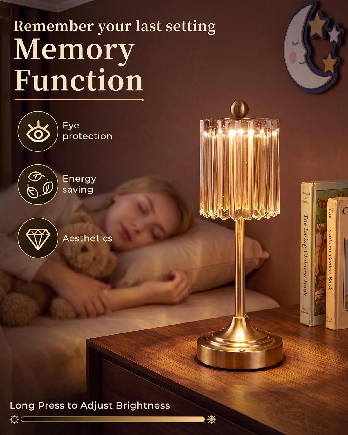 2 Pack Amber Ribbed Glass Cordless Touch Dimmable Table Lamps